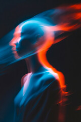 Ethereal Human Silhouette Adorned with Dynamic Light Trails