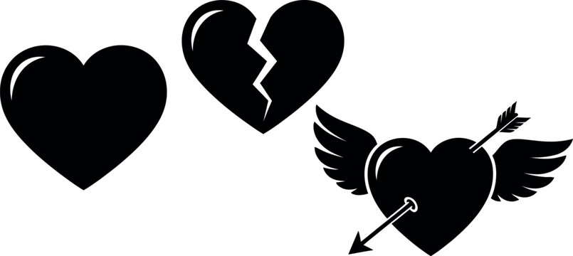 Broken hearts with arrow