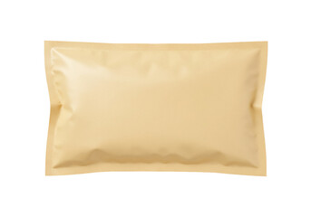 Beige blank pillow pouch isolated PNG, mockup template for food packaging design on transparent background