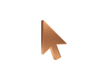 Copper arrow cursor PNG isolated on transparent background, pointer symbol for user interface and...