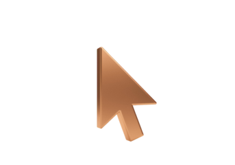 Copper arrow cursor PNG isolated on transparent background, pointer symbol for user interface and web design projects