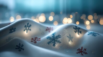 Festive Christmas Fabric Background With Lights