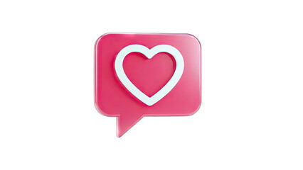 3D Pink Heart Like Icon on White Background