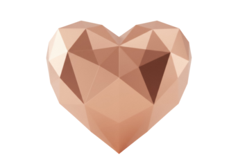 Geometric heart shape isolated PNG on transparent background, polygonal love symbol for Valentine s Day and romantic design