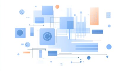 Abstract shapes, colorful design, technology background, graphic illustration, digital art