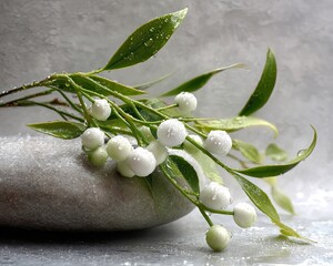 Elegant White Flowers On Gray Stone