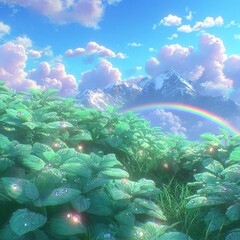 Pastel Rainbow Mountains Nature Scene