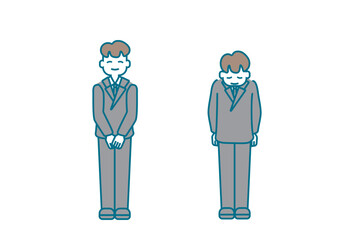 丁寧にお見送りをするビジネスマンのイラスト