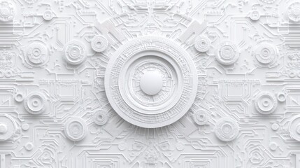 Abstract white circuit pattern design, futuristic background, technology concept, stock photo