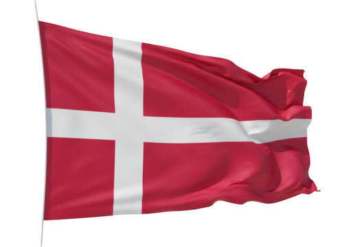 Waving flag of Denmark PNG isolated on transparent background, national symbol of Danish patriotism and European country