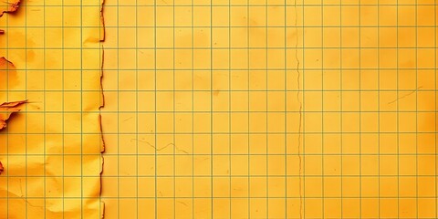 Close-up of aged, yellowed grid paper with visible texture and creases,  pattern,  paper