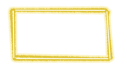Golden Hand Drawn Yellow Marker Rectangular Frame Isolated on Transparent Background