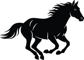Black Silhouette of a Galloping Horse in Motion animal mammal