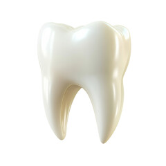A shiny, glossy 3D tooth model with curved edges and clean finish.