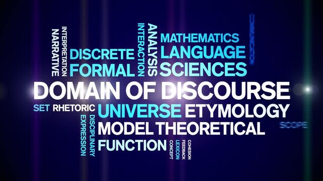 Domain of Discourse animated word cloud-text design animation tag kinetic typography seamless loop.