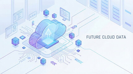 Futuristic Cloud Computing Business Data Vector