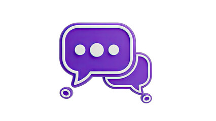 3D Chat Bubbles Icon on White Background