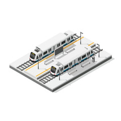 White 3D Model of Subway Trains Station.