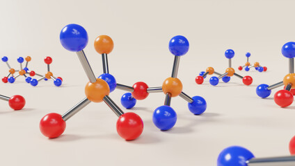 Colorful Molecular Model With Atoms And Bonds For Chemistry Education And Research