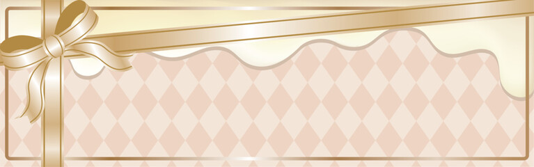 Luxury chocolate banner frame illustration with ribbon and melted chocolate for Valentine's Day or gift background