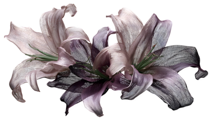 Lilies in muted tones, isolated on transparent background