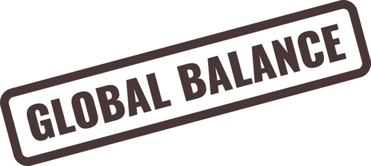 Dark brown rectangular stamp with the words GLOBALBALANCE in bold white sans-serif