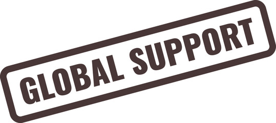 Dark brown rectangular stamp with the words GLOBALSUPORT in bold white sans-serif