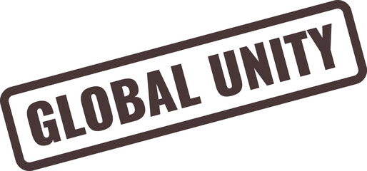 Dark brown rectangular stamp with the words GLOBALUNITY in bold white sans-serif