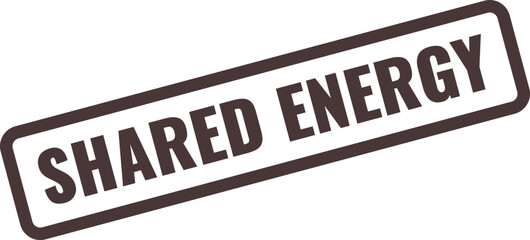 Dark brown stamp with the words Shared Energy in dark brown text on a white background Keywords