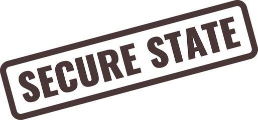 Dark brown stamp with the words Secure State in dark brown text on a white background Keywords
