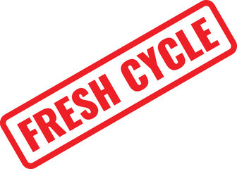 Red rectangular stamp with the words FRESHCYCLE in bold white sans-serif font