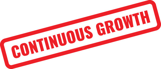 Red Rectangular Stamp With White Text Continuous Growth On White Background Keywords: continuous