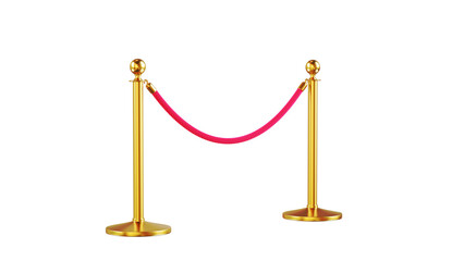 gold rope barrier 3D rendering