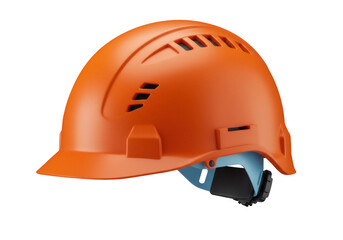 Orange hard hat PNG isolated on transparent background, safety helmet for construction and...