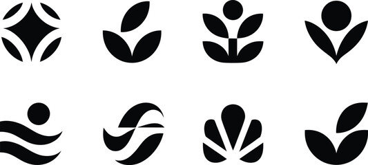 Collection of Abstract Black and White Geometric and Organic