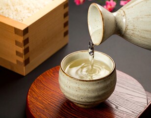 徳利から注がれる日本酒　お猪口