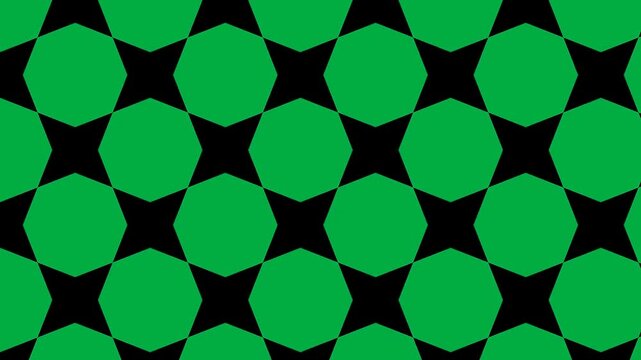 Green octagonal pattern on black background.