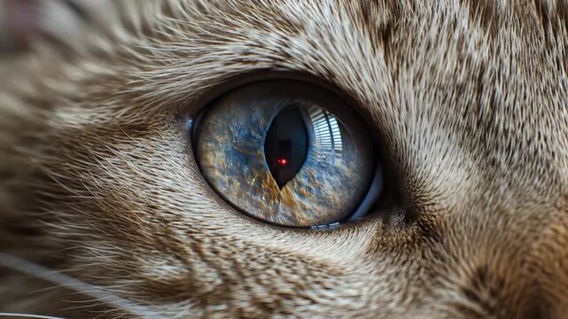 BLUE EYED CAT HUNTS THE RED DOT Extreme Macro Detail