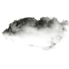 White and dark smoke cloud isolated on black background. Dense foggy mist texture, realistic cloud overlay effect for cinematic atmosphere and visual effects