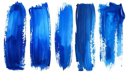 Naklejka premium Five vertical brushstrokes in shades of blue against white
