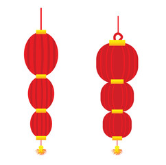 Illustration of lanterns, traditional Chinese ornaments, icons, symbols, Chinese New Year decorations.