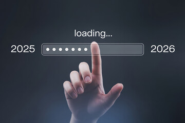 Happy new year 2026 loading celebration with 2025 transition party for future and achievements