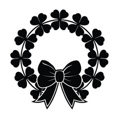 Black and White Clover Wreath with a Decorative Bow circular