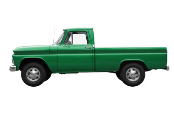 Classic green pickup truck isolated PNG, vintage American vehicle on transparent background for automotive design and restoration projects © Eoin