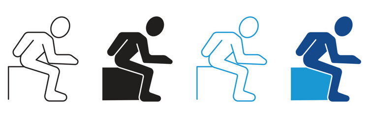  Leaning Pose icon set .  Human figure in relaxed position sign isolated on white background, Vector illustration.