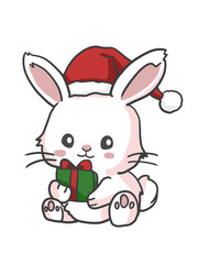 Cute Christmas Cat and Bear and Rabbit Illustration Set with Holiday Activities