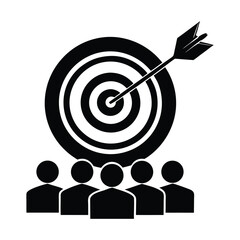 Teamwork and Goal Achievement Icon with Target and Arrow dart bullseye