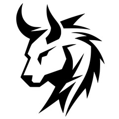 Obraz premium Lightning bull head silhouette vector design