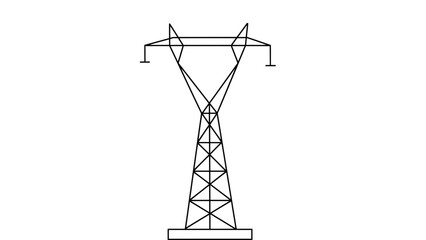 A tall electricity pylon stands against a white background.