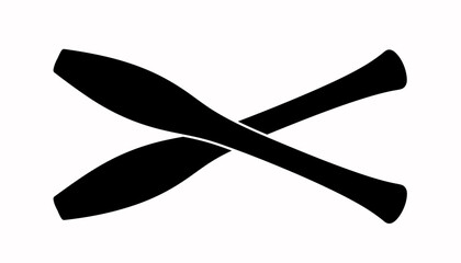 Obraz premium Silhouette illustration of two juggling clubs crossed over each other on a white background.